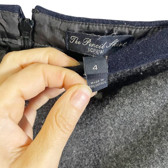 J.Crew Pencil Skirt Womens Size 4 Gray Wool Blend Mid-Length - Picture 3 of 4